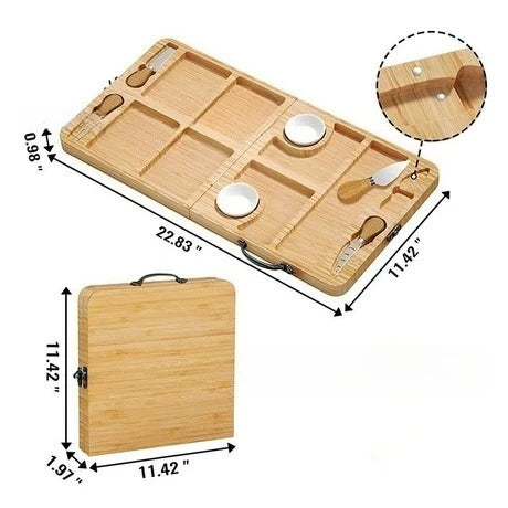 Bamboo Charcuterie Board Gift Set - Foldable with Utensils
