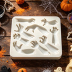 Rectangular silicone Halloween hand and arm mold with multiple relief cavity shapes