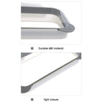Grey over-cabinet trash bag holder end cap and tight-closing rim detail