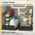 Under Sink Organizer - Pull-Out Metal Storage Shelf