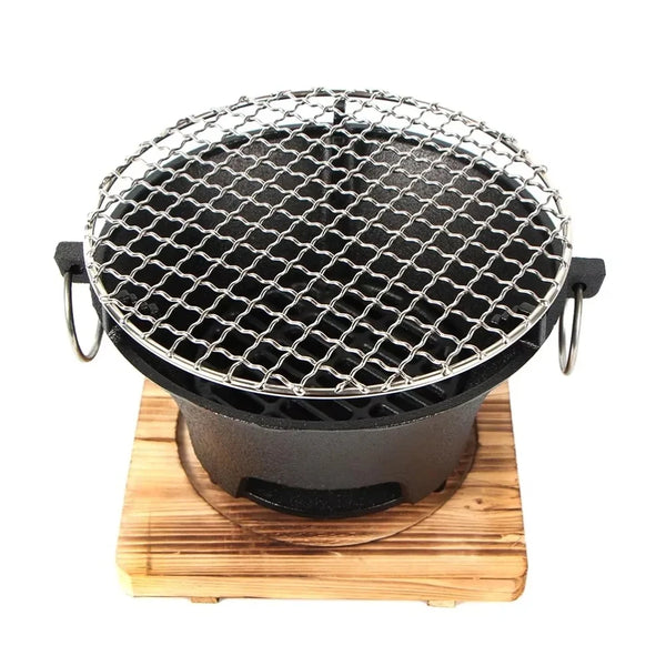 Portable Cast Iron Charcoal BBQ Grill & Stove