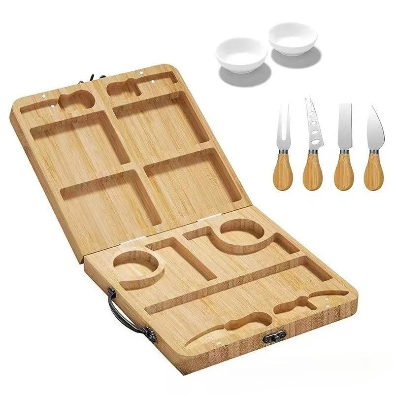 Bamboo Charcuterie Board Gift Set - Foldable with Utensils