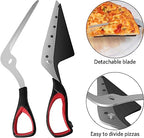 Pizza scissors with detachable stainless blades and black/red ergonomic handles