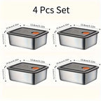 4-piece stainless steel food storage container set with leakproof vented lids