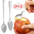 Stainless steel citrus carving spoon with micro-serrated edge, 2-pack