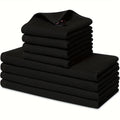 Black waffle weave kitchen towel stack, pure cotton dishcloths
