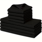 Black waffle weave kitchen towel stack, pure cotton dishcloths