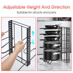 Pot Rack Organizer - 8-Tier Adjustable Pots & Pans Holder