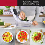 Vegetable chopper with blade insert and clear catch tray for sliced vegetables