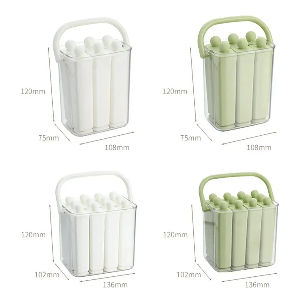 Silicone ice stick tray set with size views for small and large containers