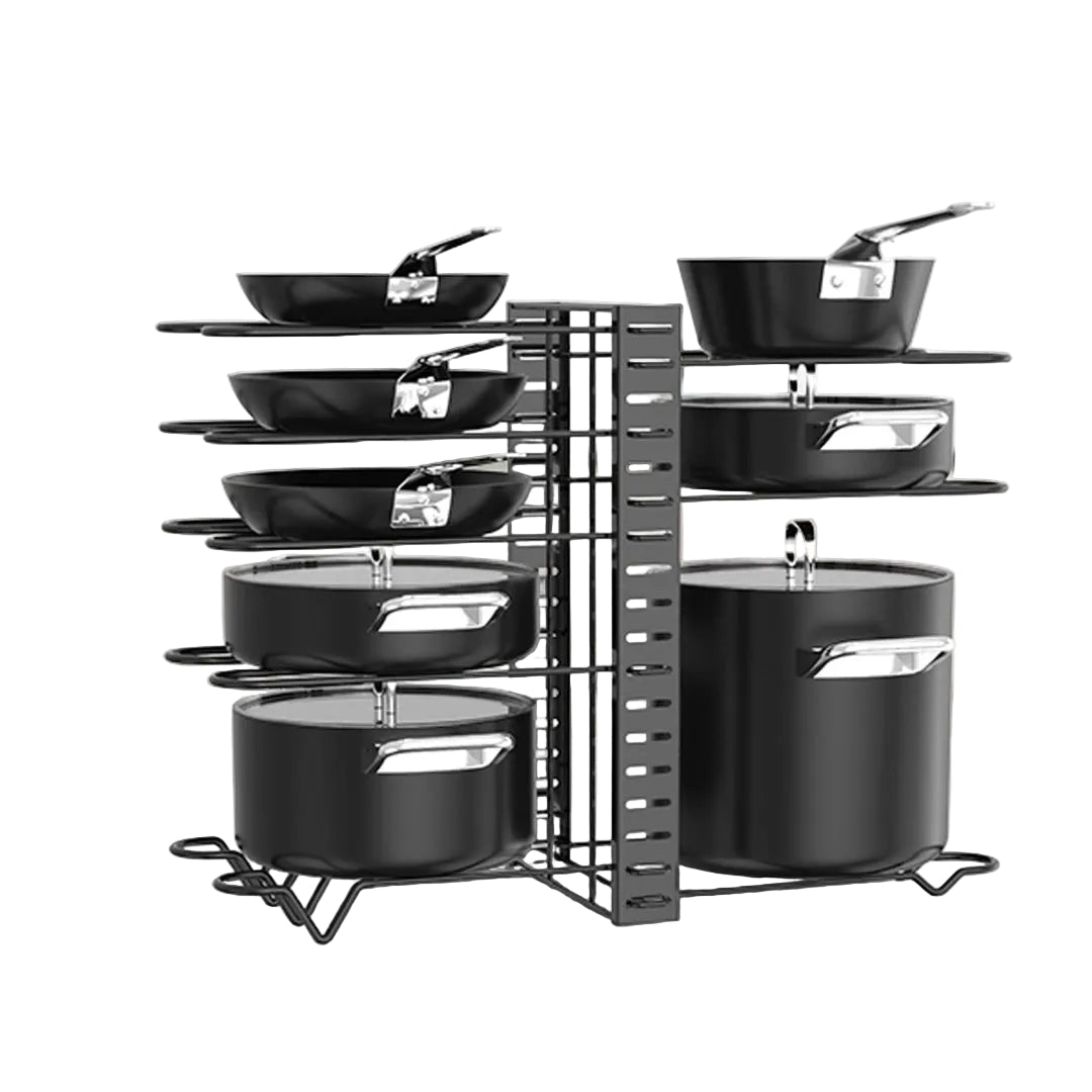 Pot Rack Organizer - 8-Tier Adjustable Pots & Pans Holder