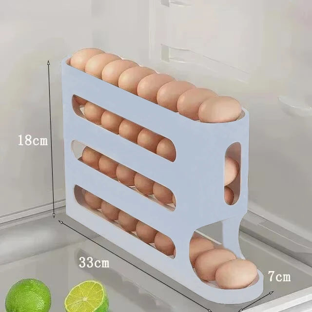 Refrigerator Egg Storage Box - Auto-Rolling Ladder Style Holder