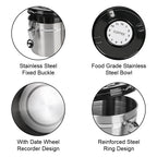 Coffee canister detail set: stainless steel body, date wheel, reinforced ring