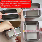 Stainless steel food storage containers shown with measuring tape for size