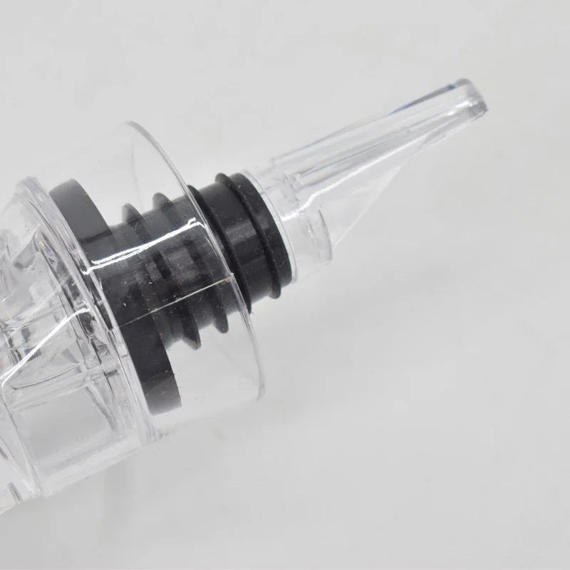 Wine aerator pourer spout, clear crystal-like design with black seal and outlet