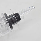 Wine aerator pourer spout, clear crystal-like design with black seal and outlet