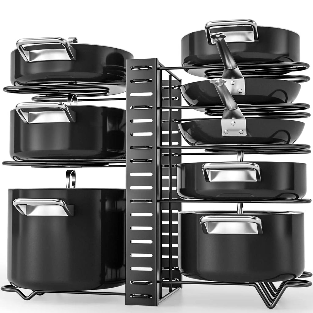 Pot Rack Organizer - 8-Tier Adjustable Pots & Pans Holder