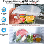Clear silicone stretch lids covering a glass container inside an oven rack