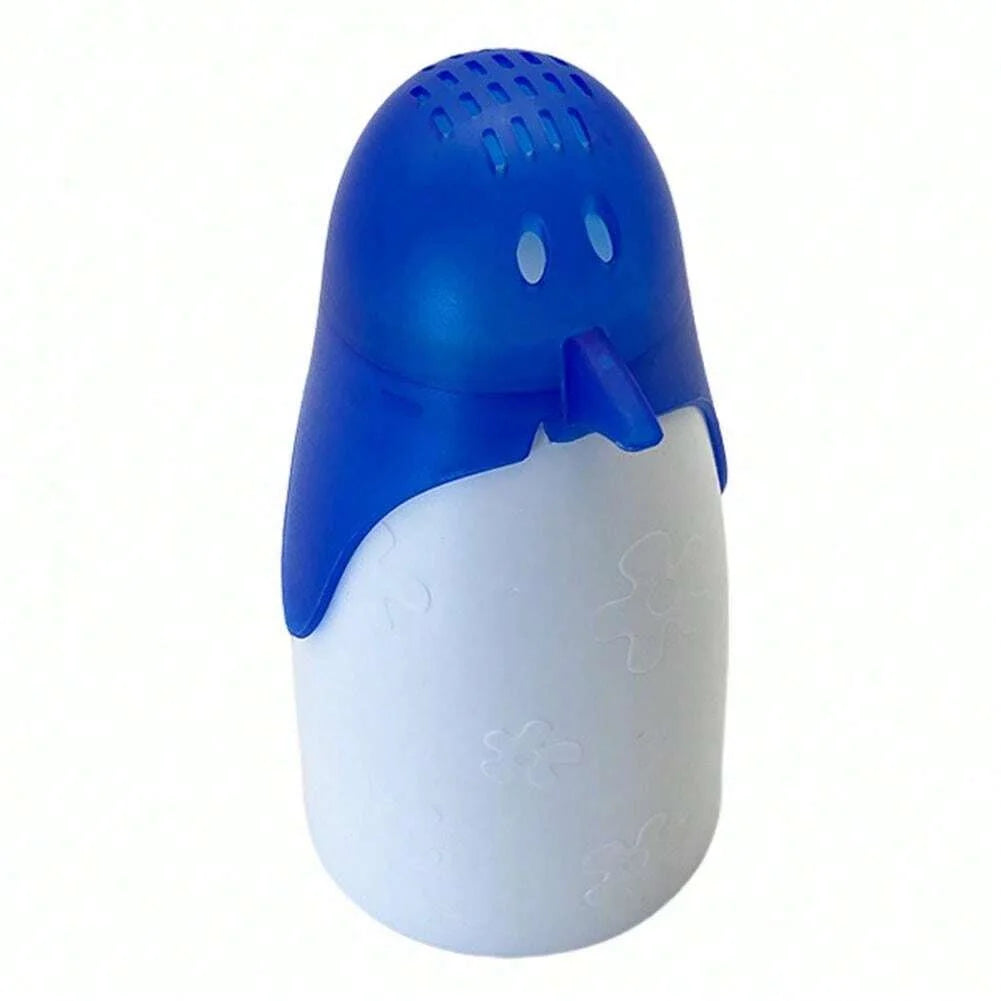 Microwave steam cleaner with blue and white body, rounded handheld design