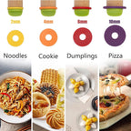 Color-coded thickness rings for beech wood rolling pin in noodle, cookie, dumpling, pizza