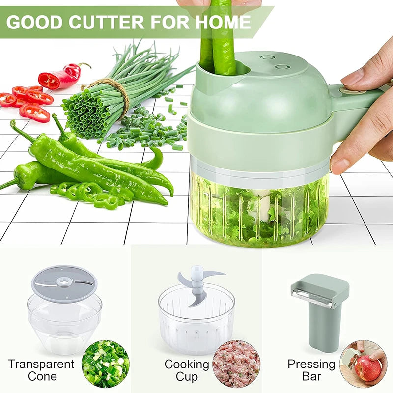 5-in-1 Electric Vegetable Cutter - Rechargeable Food Chopper