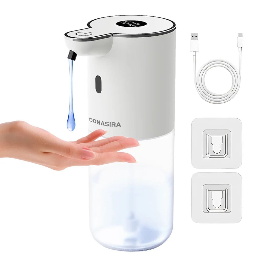 White touchless automatic soap and sanitizer dispenser with sensor nozzle