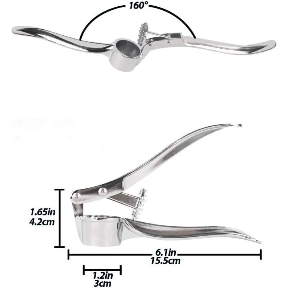 Heavy Duty Garlic Press - Stainless Steel Crusher & Peeler