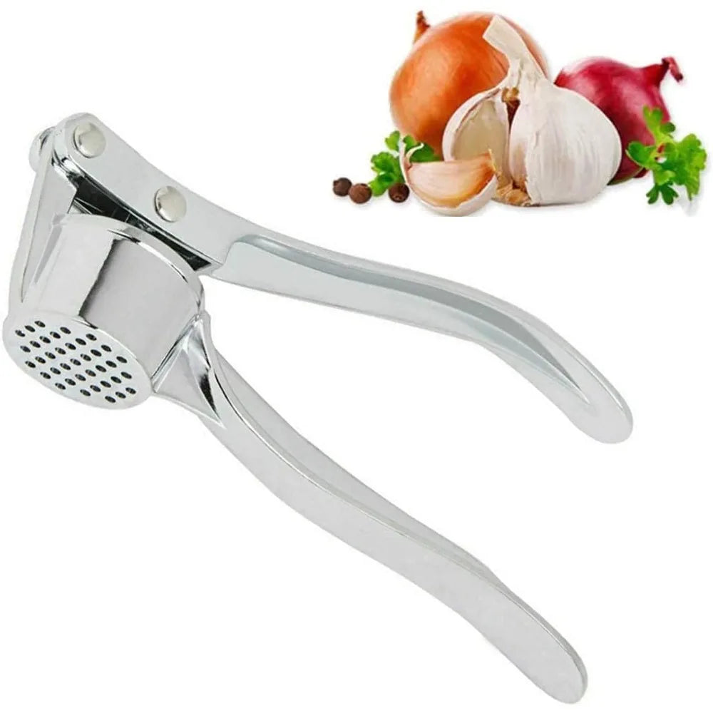 Heavy Duty Garlic Press - Stainless Steel Crusher & Peeler
